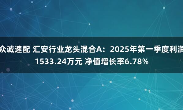 众诚速配 汇安行业龙头混合A：2025年第一季度利润1533.24万元 净值增长率6.78%