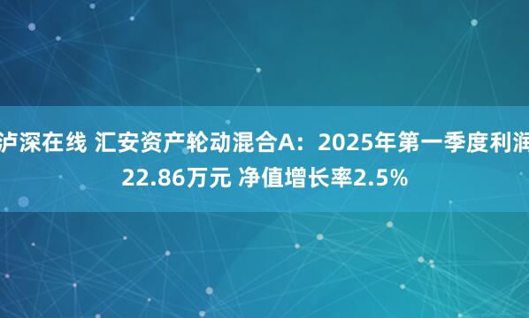 泸深在线 汇安资产轮动混合A：2025年第一季度利润22.86万元 净值增长率2.5%