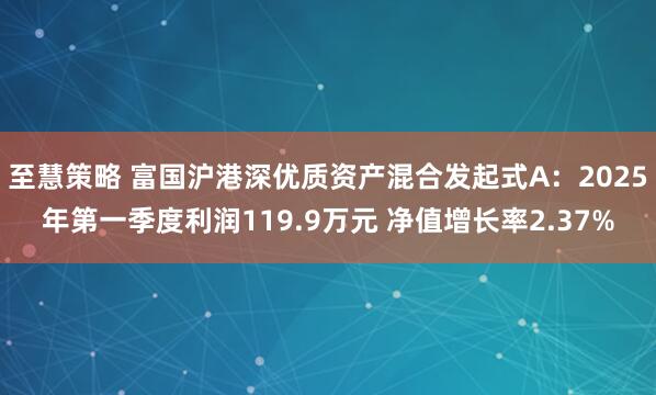 至慧策略 富国沪港深优质资产混合发起式A：2025年第一季度利润119.9万元 净值增长率2.37%