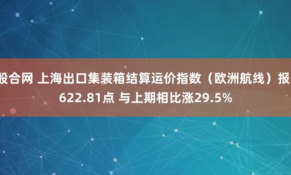 股合网 上海出口集装箱结算运价指数（欧洲航线）报1622.81点 与上期相比涨29.5%