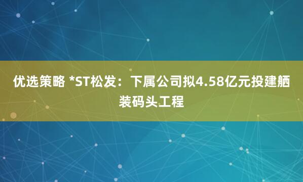 优选策略 *ST松发：下属公司拟4.58亿元投建舾装码头工程